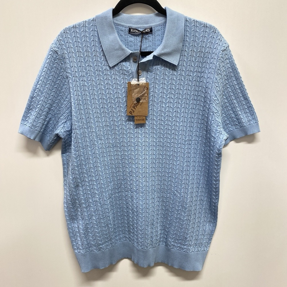 New PJ Paul Jones Short Sleeve Polo Shirt Men's L Large Knit NWT Sweater